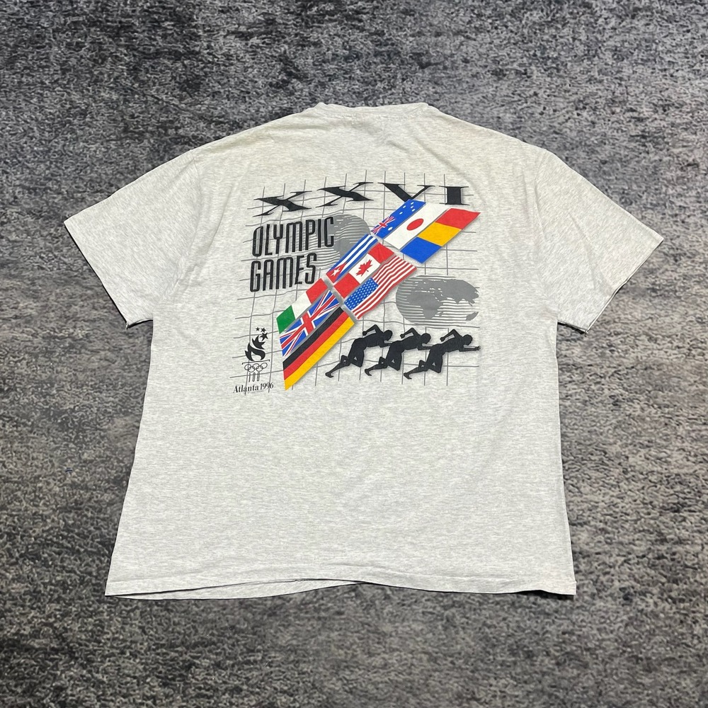 Vintage Atlanta 1996 Olympic Games XXVI T Shirt Mens XL Gray Hanes Heavweight